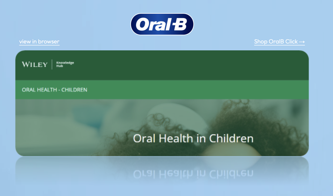 Plataforma da Oral-B sobre saúde oral em crianças